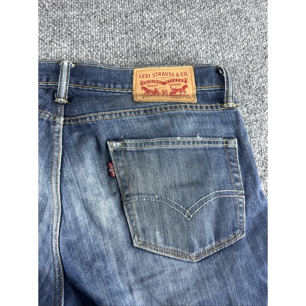 Levis 511 Jeans Mens 35x35 Blue Slim Fit Skinny Dark Wash Stretch Denim Cotton